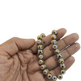 Evil Eye Premium Plated Glass Beads 8x7.5 MM Hole:1.2 MM Round For Jewellery Making DIY Arts Crafts